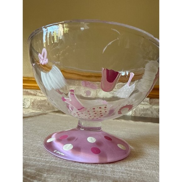 Hand Painted Lolita "Ballerina Swirl" Ice Cream Bowl Dish Pink - Picture 6 of 12